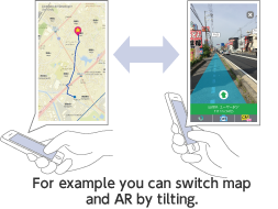 寝かせると地図に 立てるとARナビに